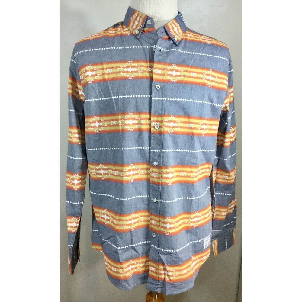 Adam Levine shirt southwestern denim long sleeve size L cotton Mens blue